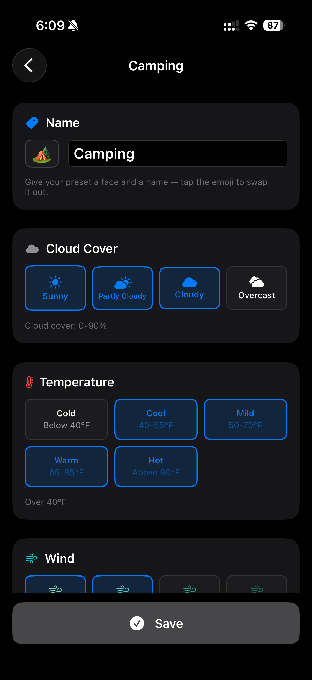 Criteria customization